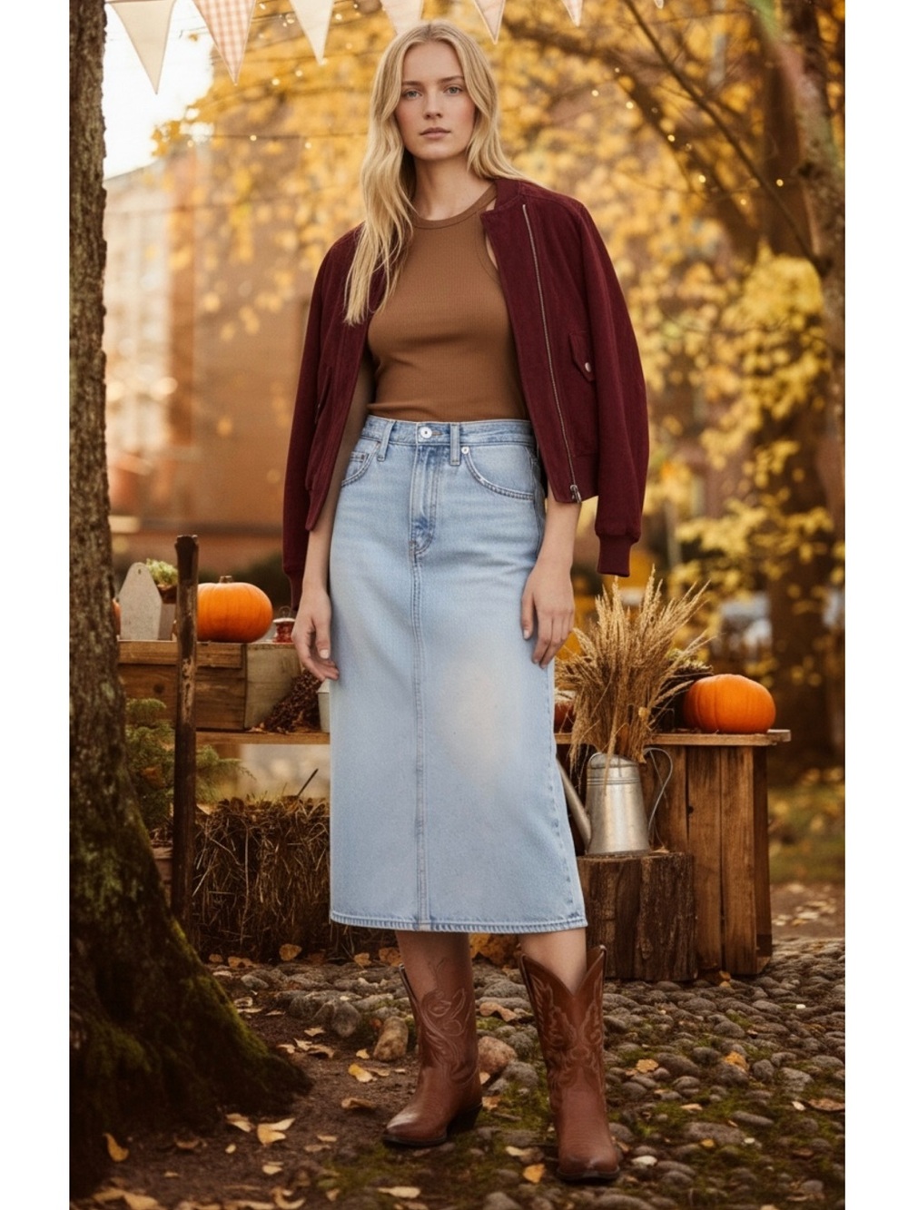 NWT Levi’s High Rise Back Slit Denim Midi Skirt Light Wash Size 27
